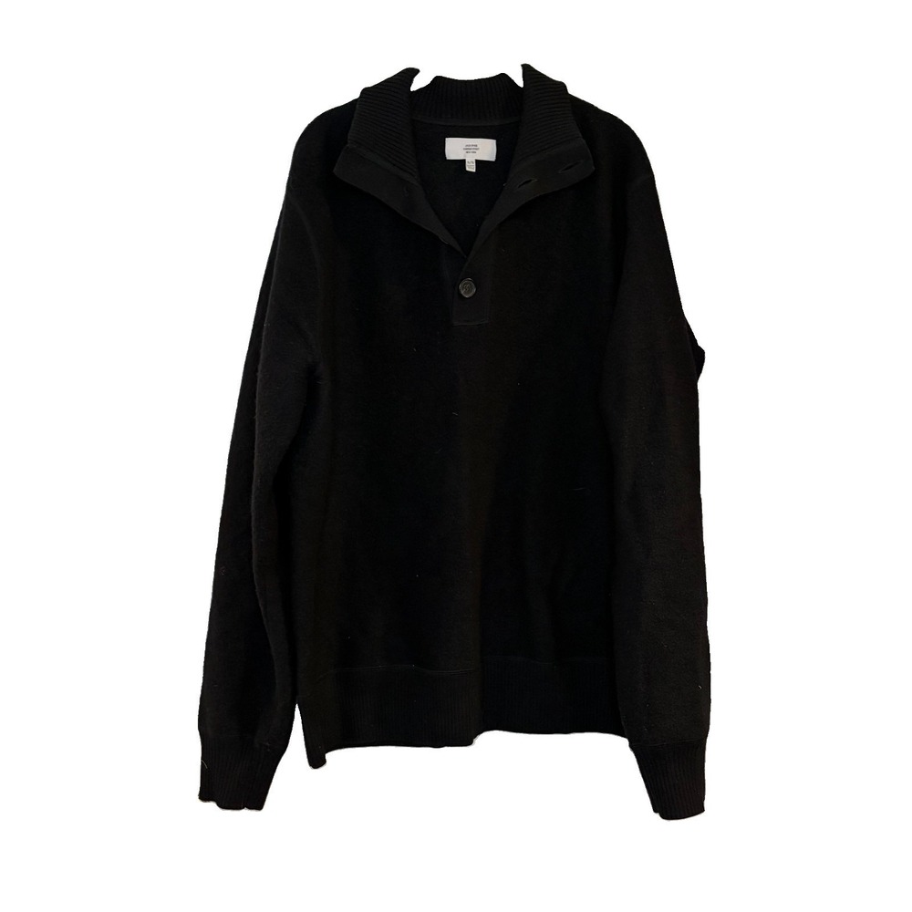 Jack Spade Warren‎ Street NY Black 100% Wool Button Mock Neck Sweater Mens XL
